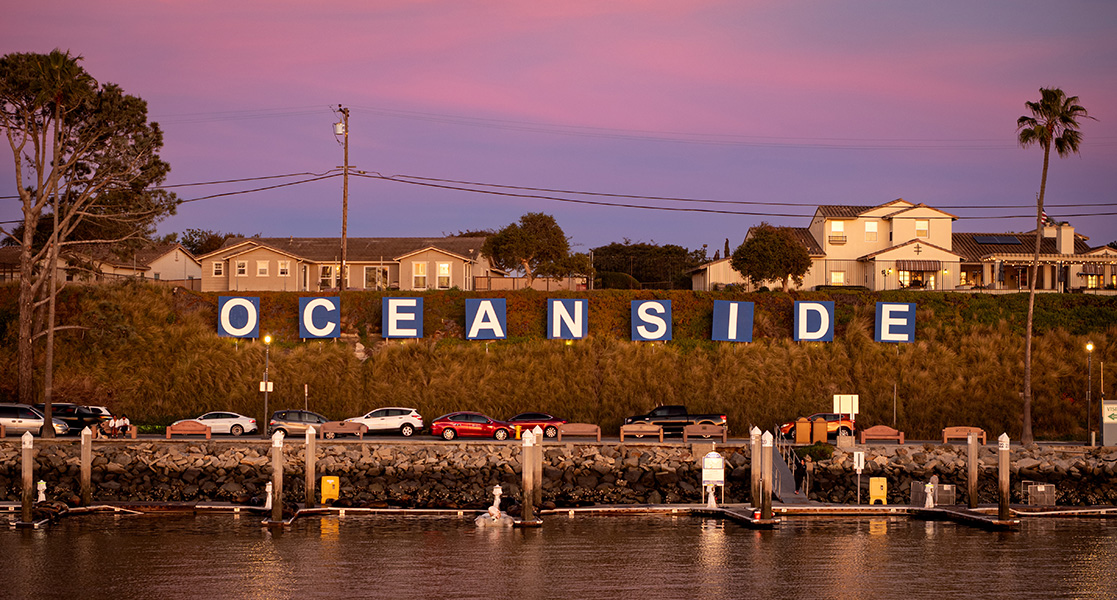 ocenside-harbor-sign accesories for your bike in carlsbad ca